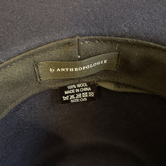 By Anthropologie Gemma Felted Rancher Hat Navy Blue 100% Wool Wide Brim Cowboy main image 9